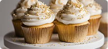 Assorted wedding cupcakes with decorative frosting