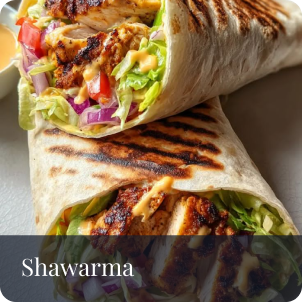 Wrapped shawarma with fresh vegetables
